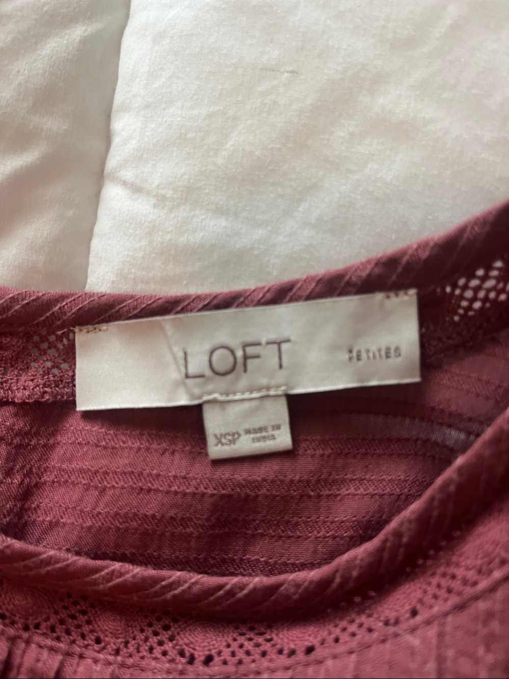 LOFT Burgundy Knit Puff-Sleeve Top - Picture 2 of 4